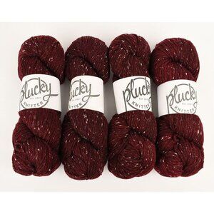 Plucky Knitter Tweed Yarn 4 Skein 225 Yds 100g Wool Viscose Color Barn Door